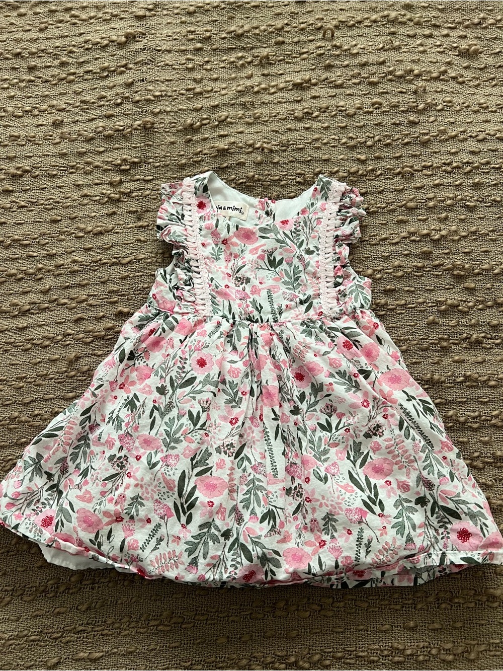 Girls Pink Floral Ruffled Sundress